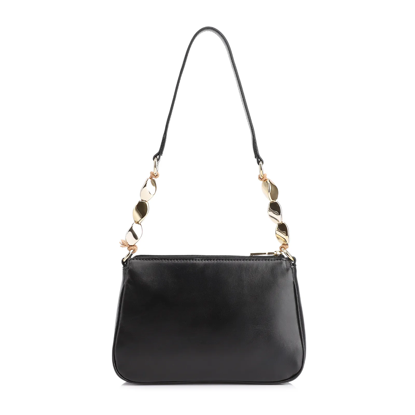Bolsa De Ombro Pedras Couro Preto