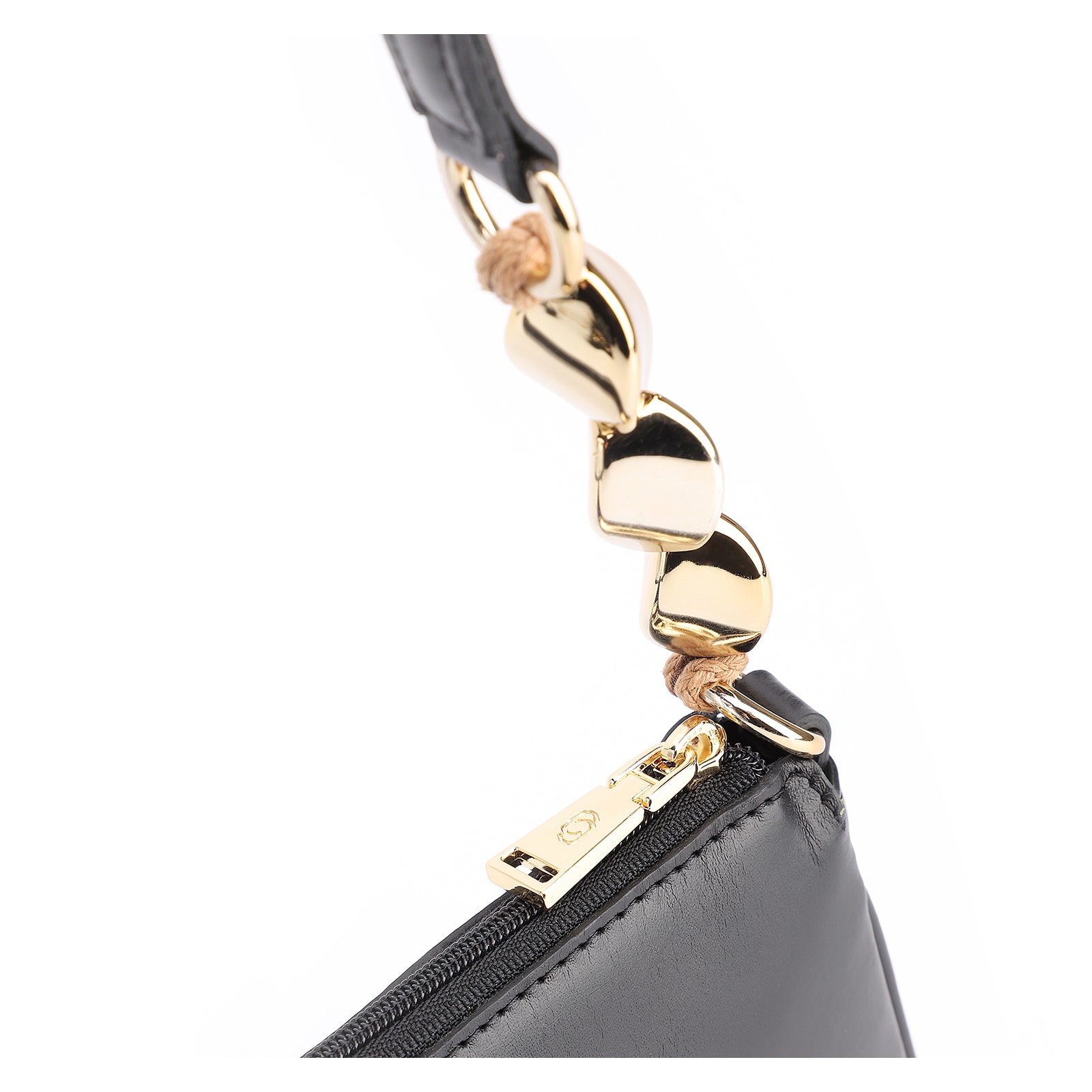 Bolsa De Ombro Pedras Couro Preto