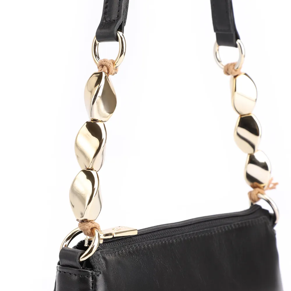 Bolsa De Ombro Pedras Couro Preto - imagem 7