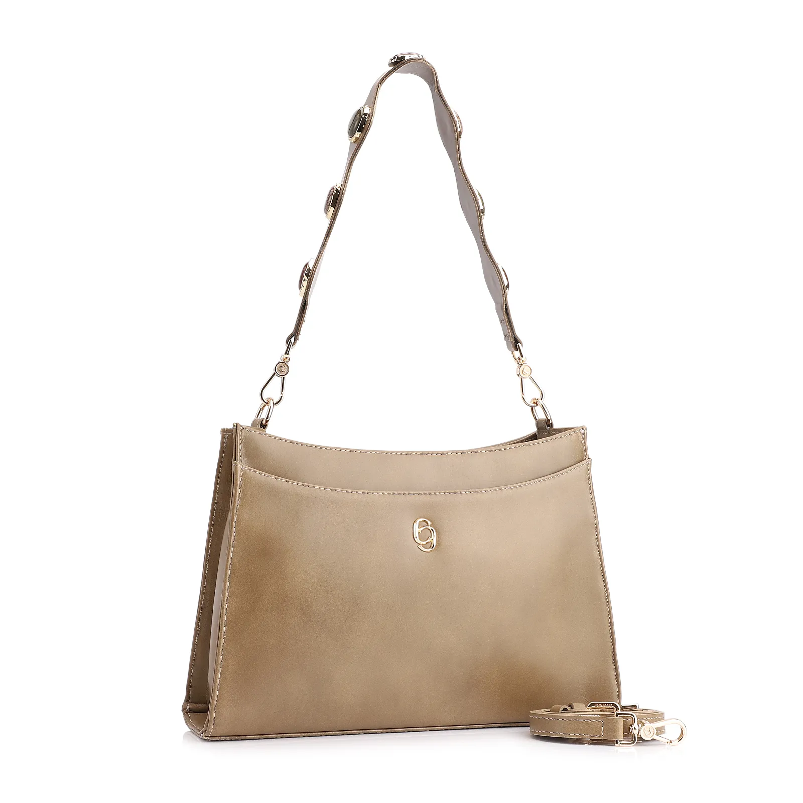 Bolsa De Ombro Pedras Couro Verde