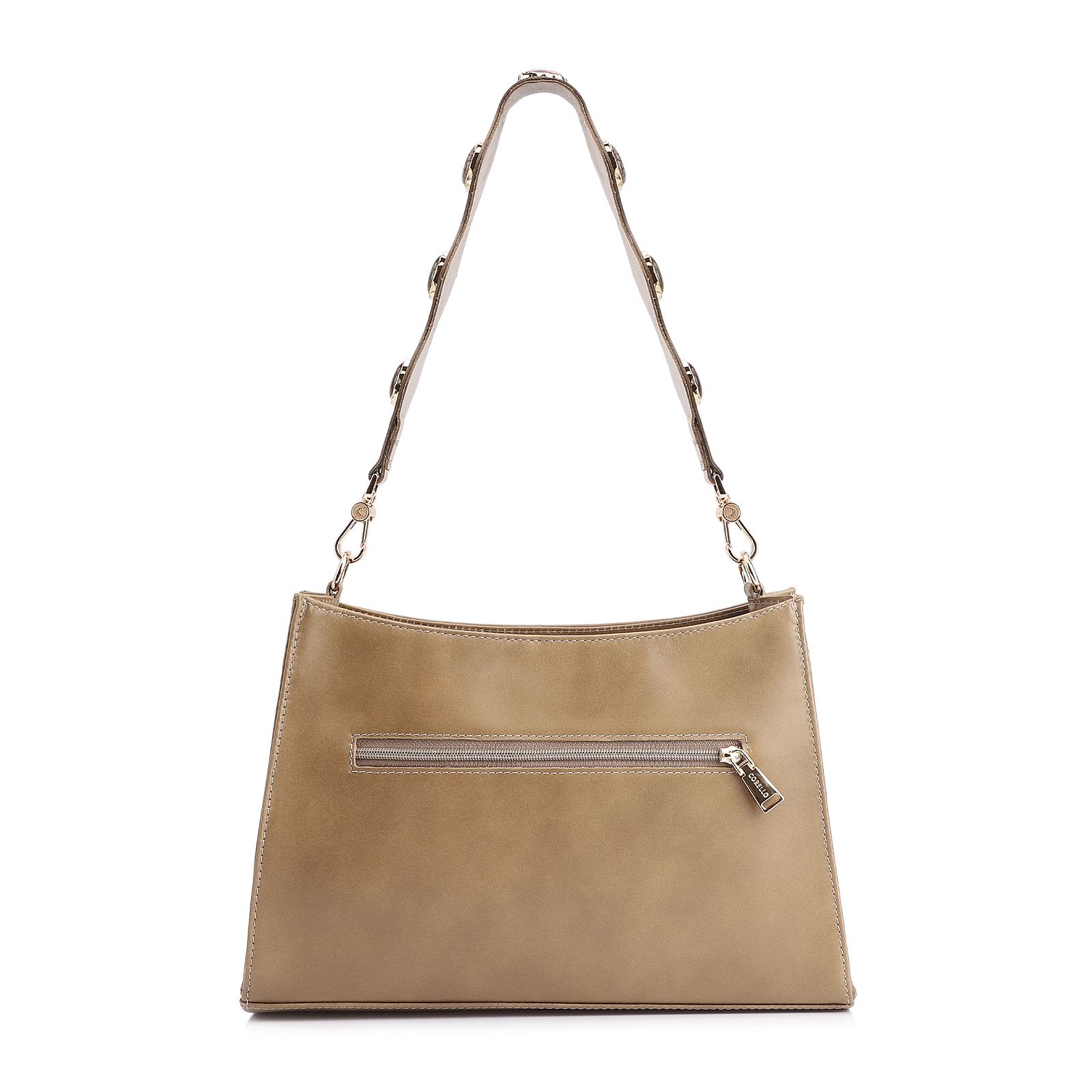Bolsa De Ombro Pedras Couro Verde