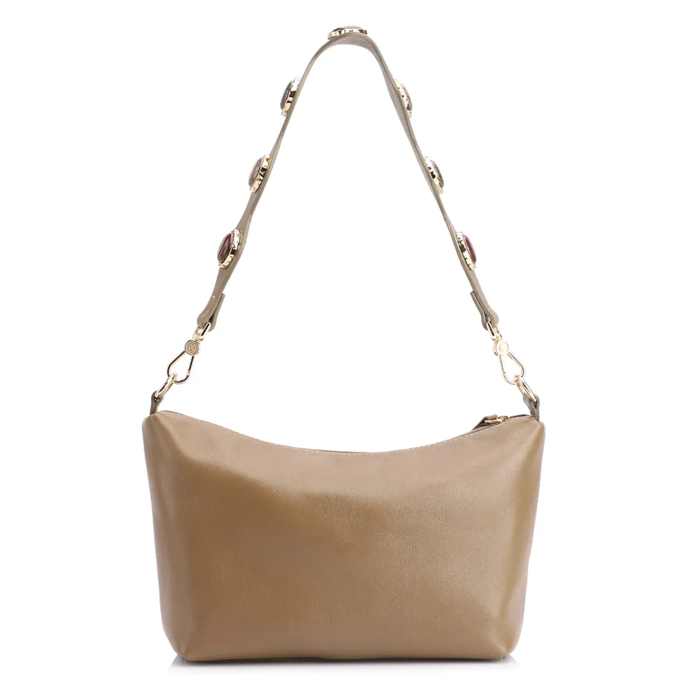 Bolsa De Ombro Pedras Couro Verde - imagem 4