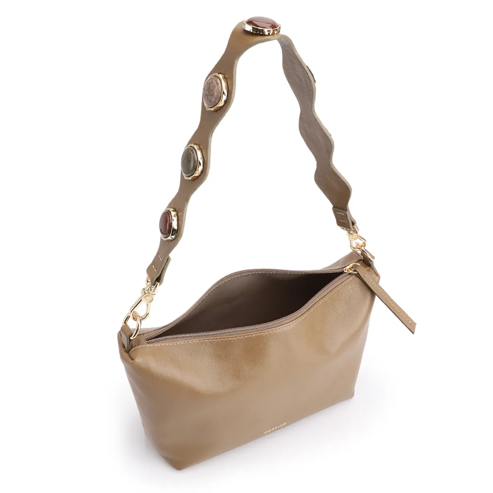Bolsa De Ombro Pedras Couro Verde - imagem 5