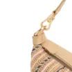 Bolsa De Ombro Pequena Bege Couro Alt Ráfia Tramada Corrente Dourada - imagem 5