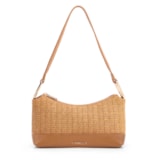 Bolsa De Ombro Pequena Couro/Alt Marrom Claro Tramado Rustico