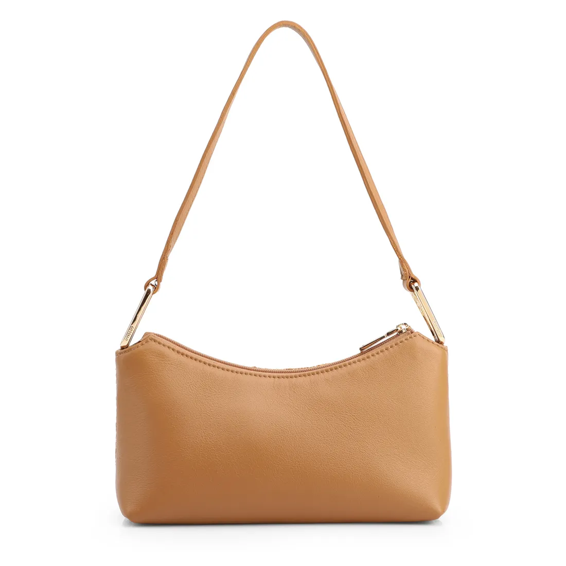 Bolsa De Ombro Pequena Couro/Alt Marrom Claro Tramado Rustico - foto 3