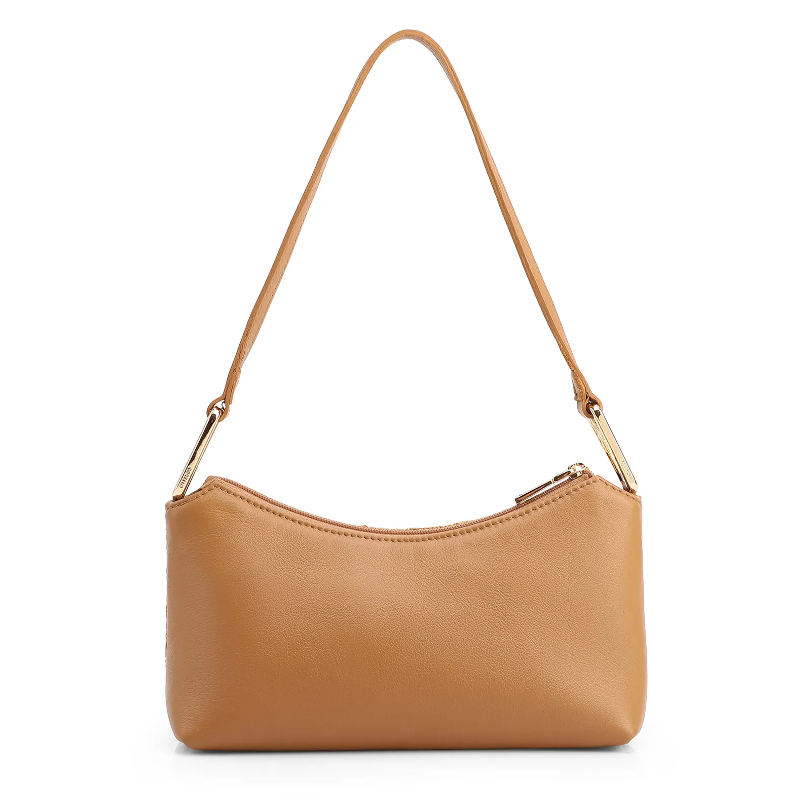 Bolsa De Ombro Pequena Couro/Alt Marrom Claro Tramado Rustico