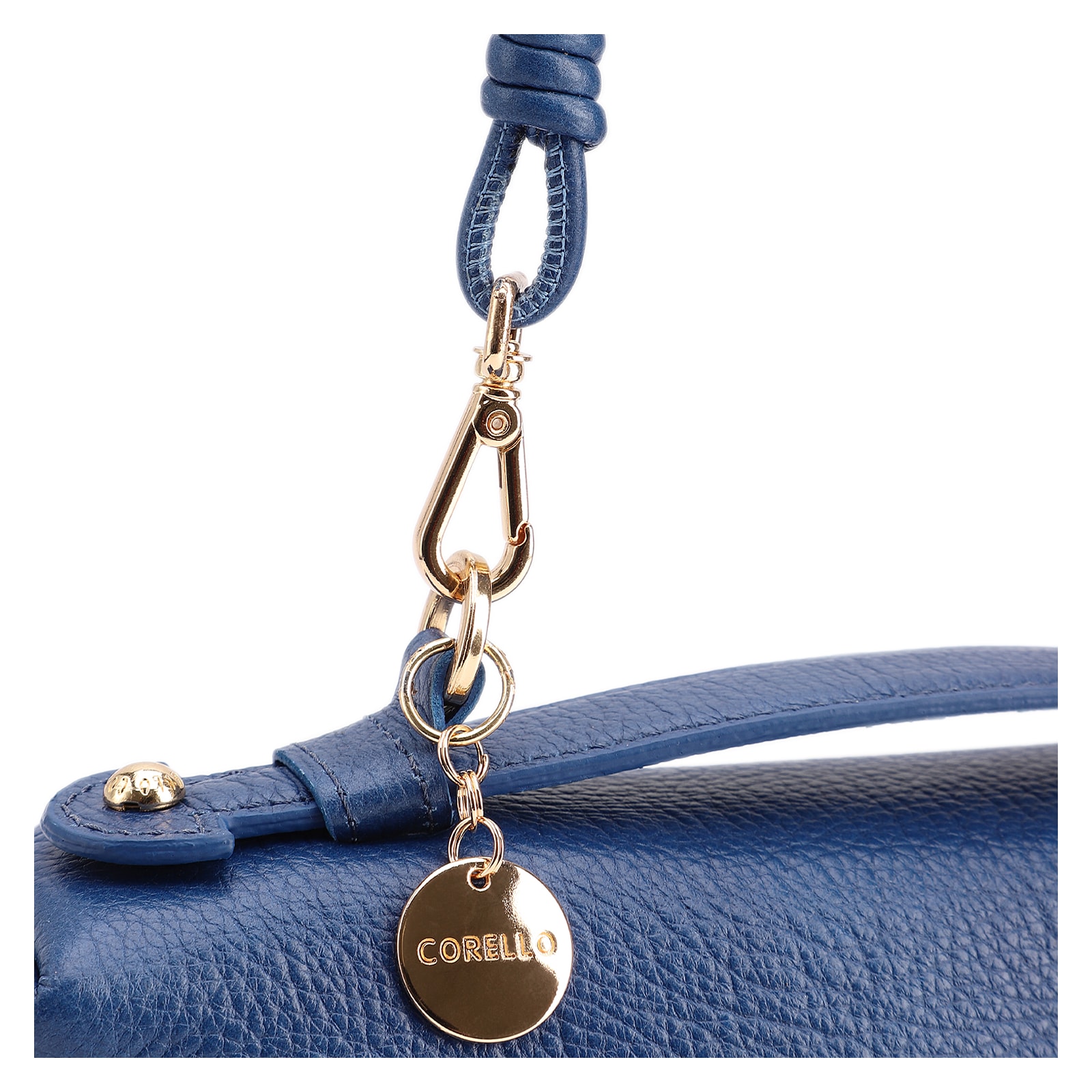Bolsa De Ombro Pequena Couro Antique Azul Zíper Frontal