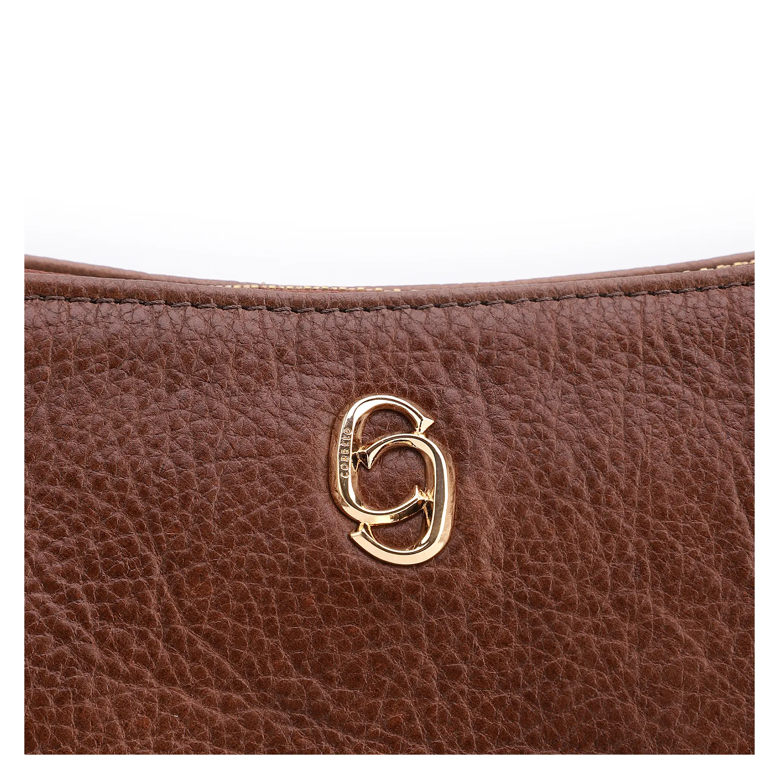 Bolsa De Ombro Pequena Couro Antique Marrom Bridão Dourado Lateral