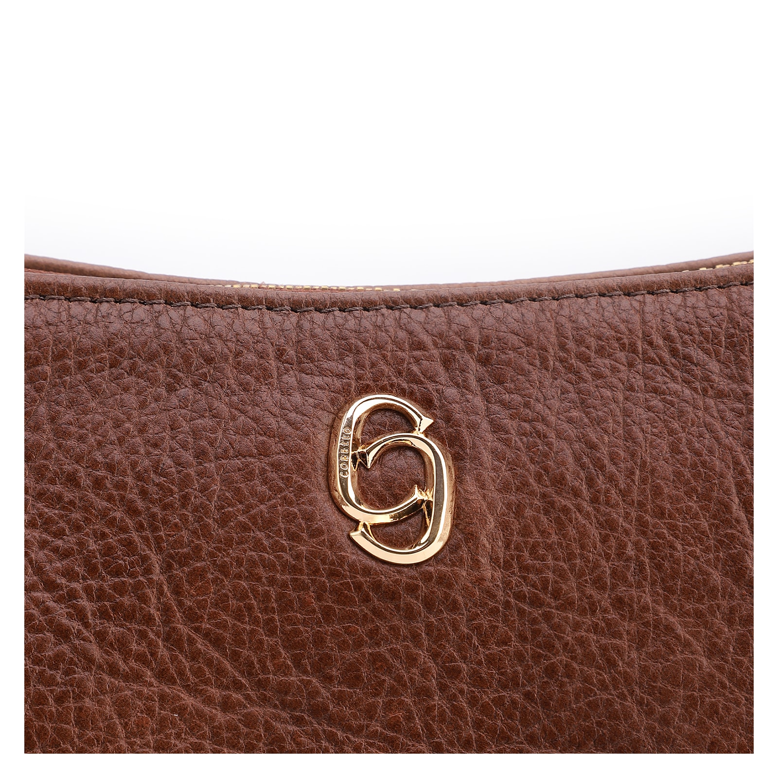 Bolsa De Ombro Pequena Couro Antique Marrom Bridão Dourado Lateral