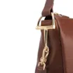 Bolsa De Ombro Pequena Couro Antique Marrom Bridão Dourado Lateral - imagem 6