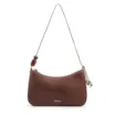 Bolsa De Ombro Pequena Couro Antique Marrom Pedras Laterais - imagem 1