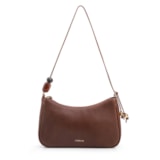 Bolsa De Ombro Pequena Couro Antique Marrom Pedras Laterais