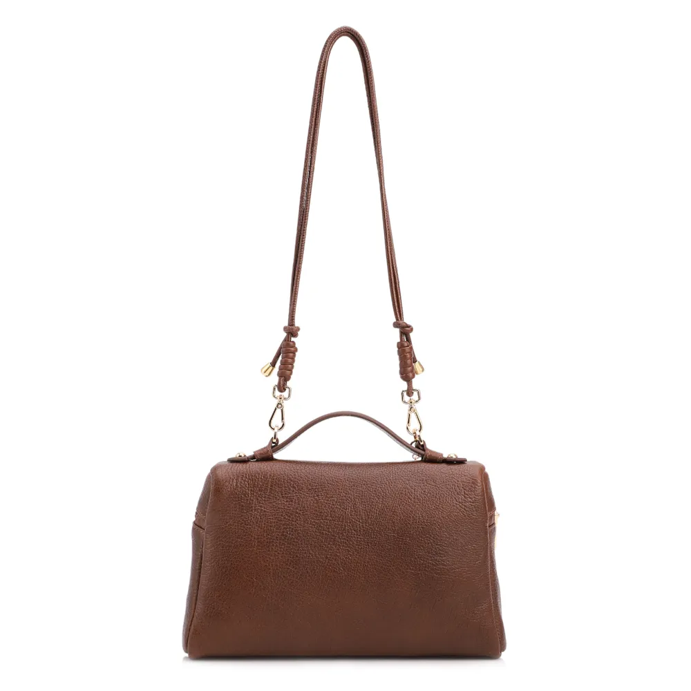  Bolsa De Ombro Pequena Couro Antique Marrom Zíper Frontal - imagem 3