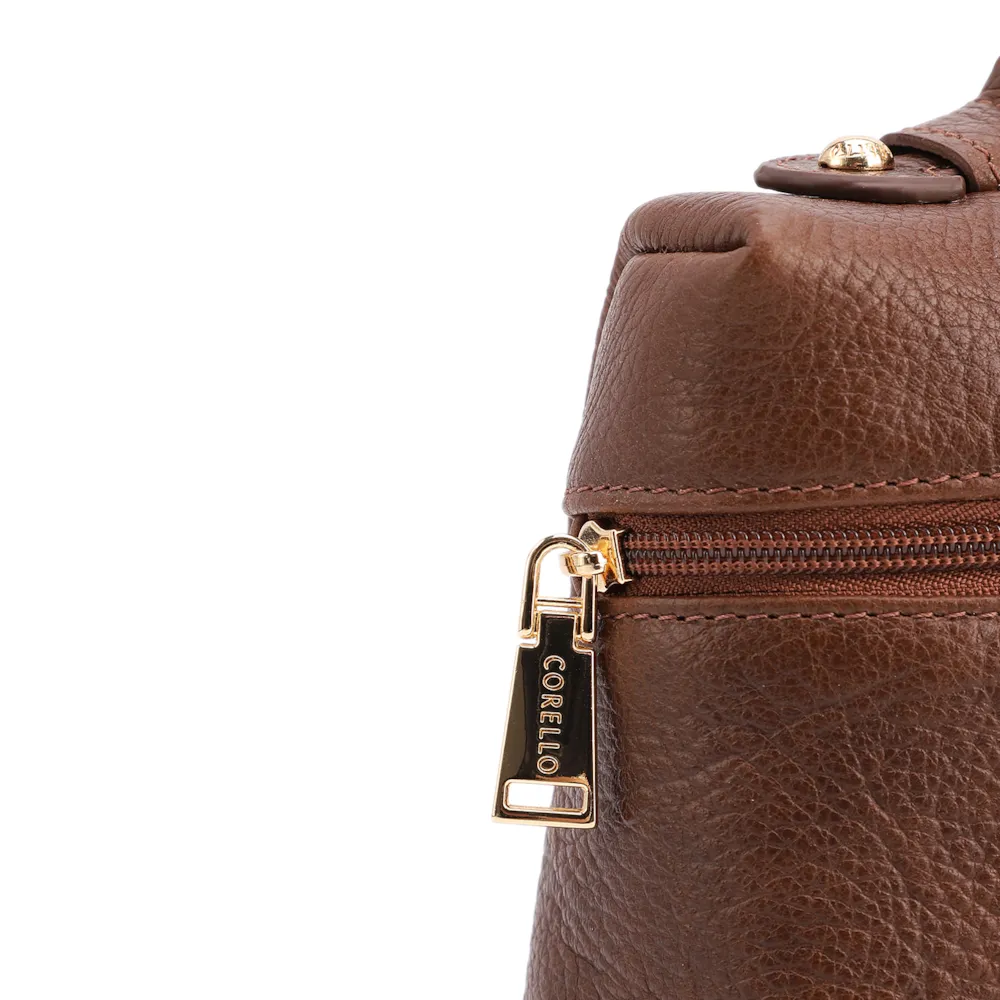  Bolsa De Ombro Pequena Couro Antique Marrom Zíper Frontal - imagem 5
