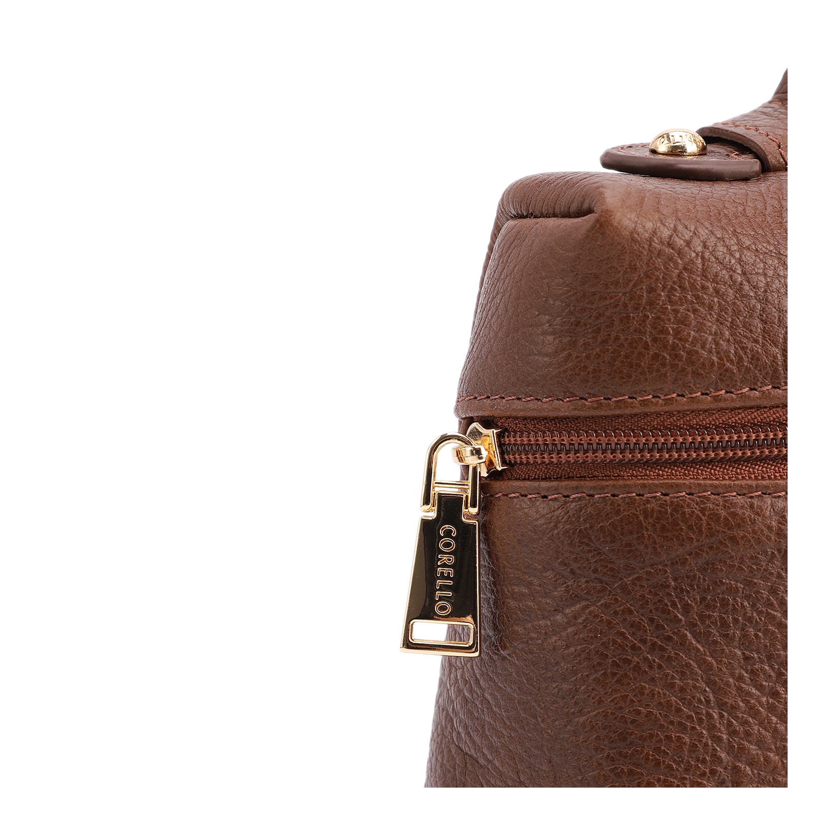 Bolsa De Ombro Pequena Couro Antique Marrom Zíper Frontal
