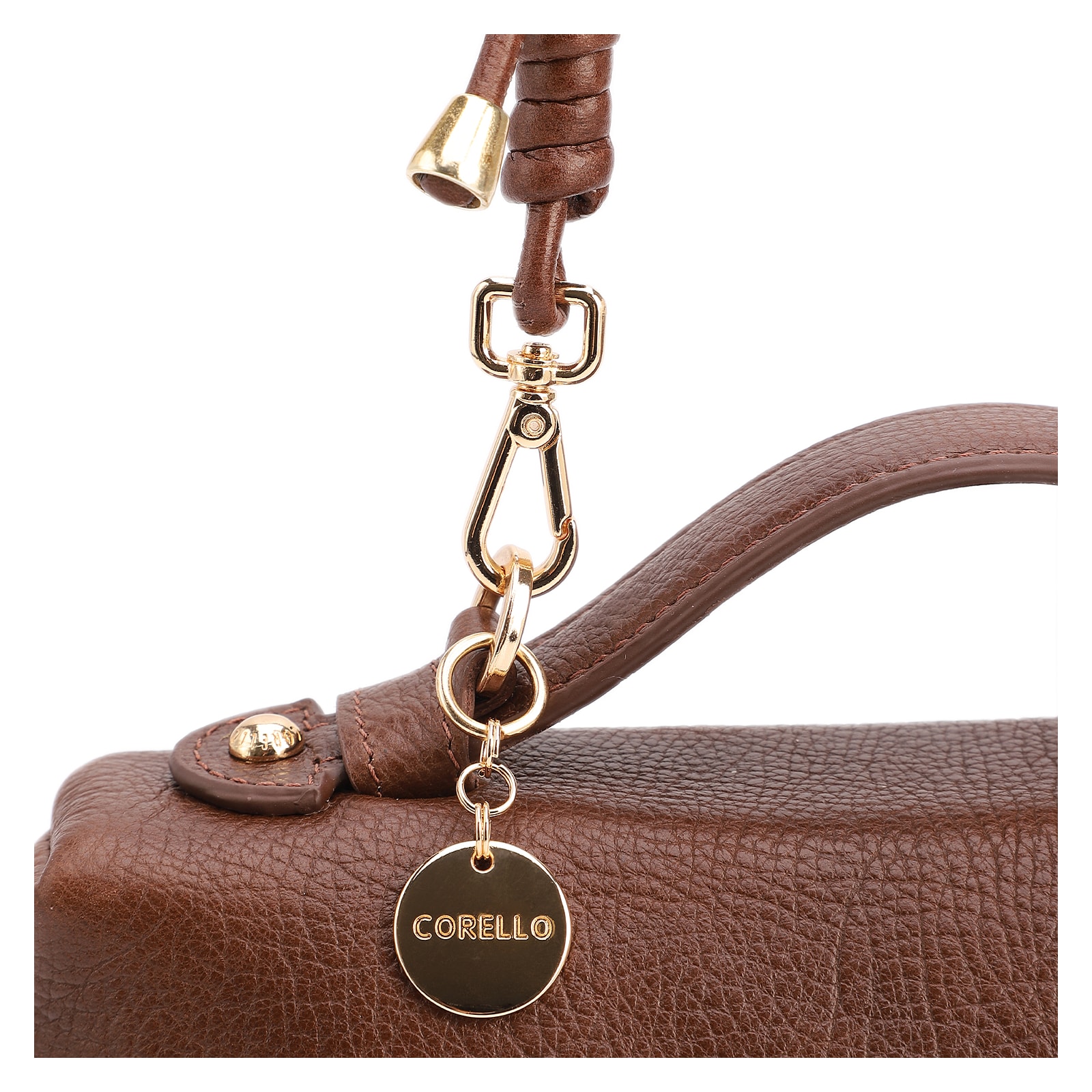 Bolsa De Ombro Pequena Couro Antique Marrom Zíper Frontal
