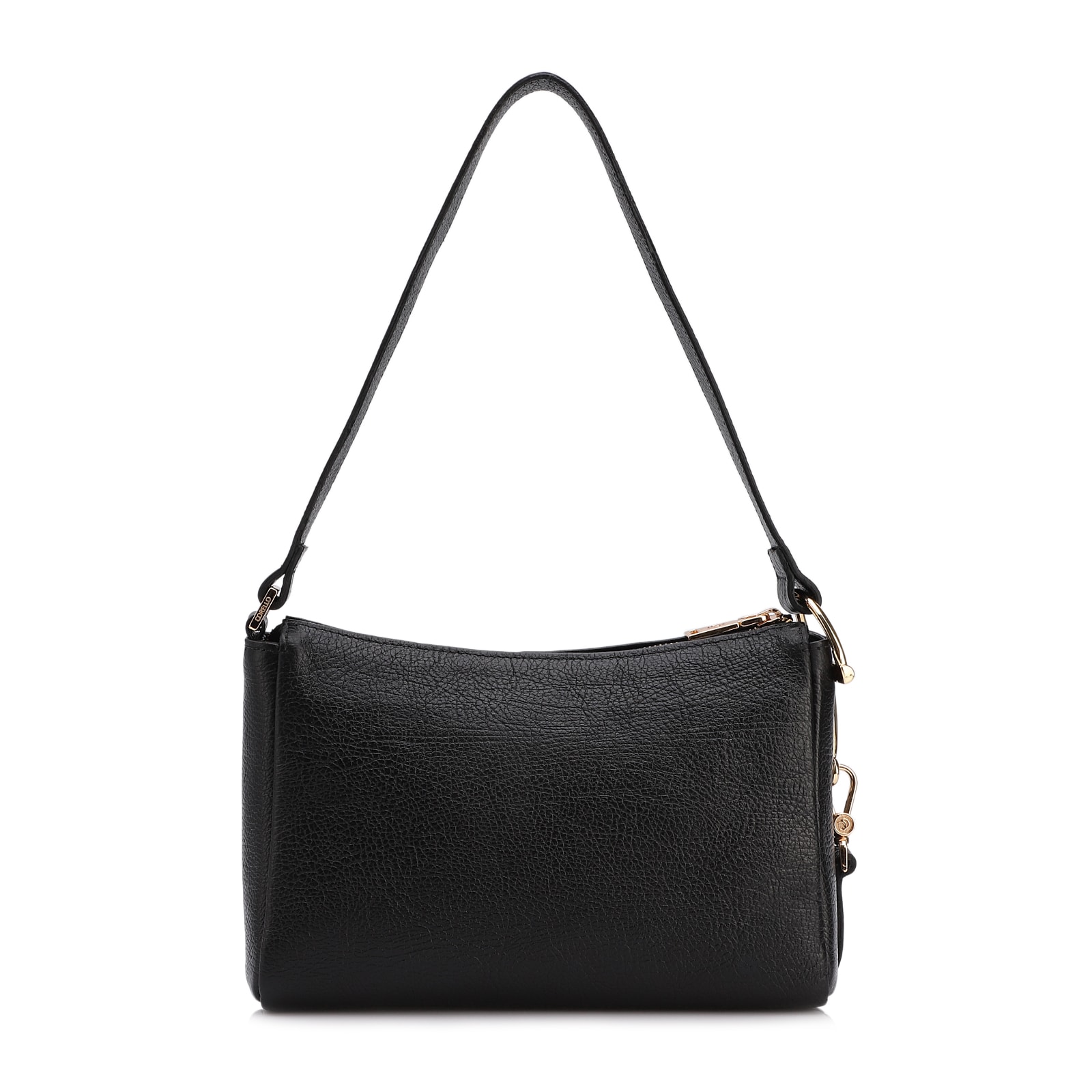 Bolsa De Ombro Pequena Couro Antique Preto Bridão Dourado Lateral