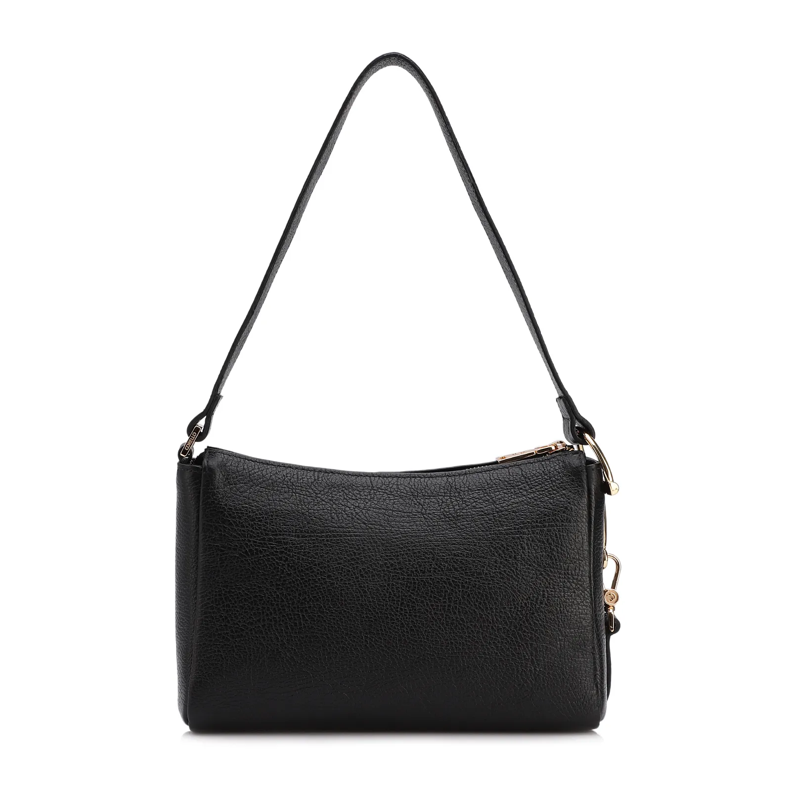 Bolsa De Ombro Pequena Couro Antique Preto Bridão Dourado Lateral