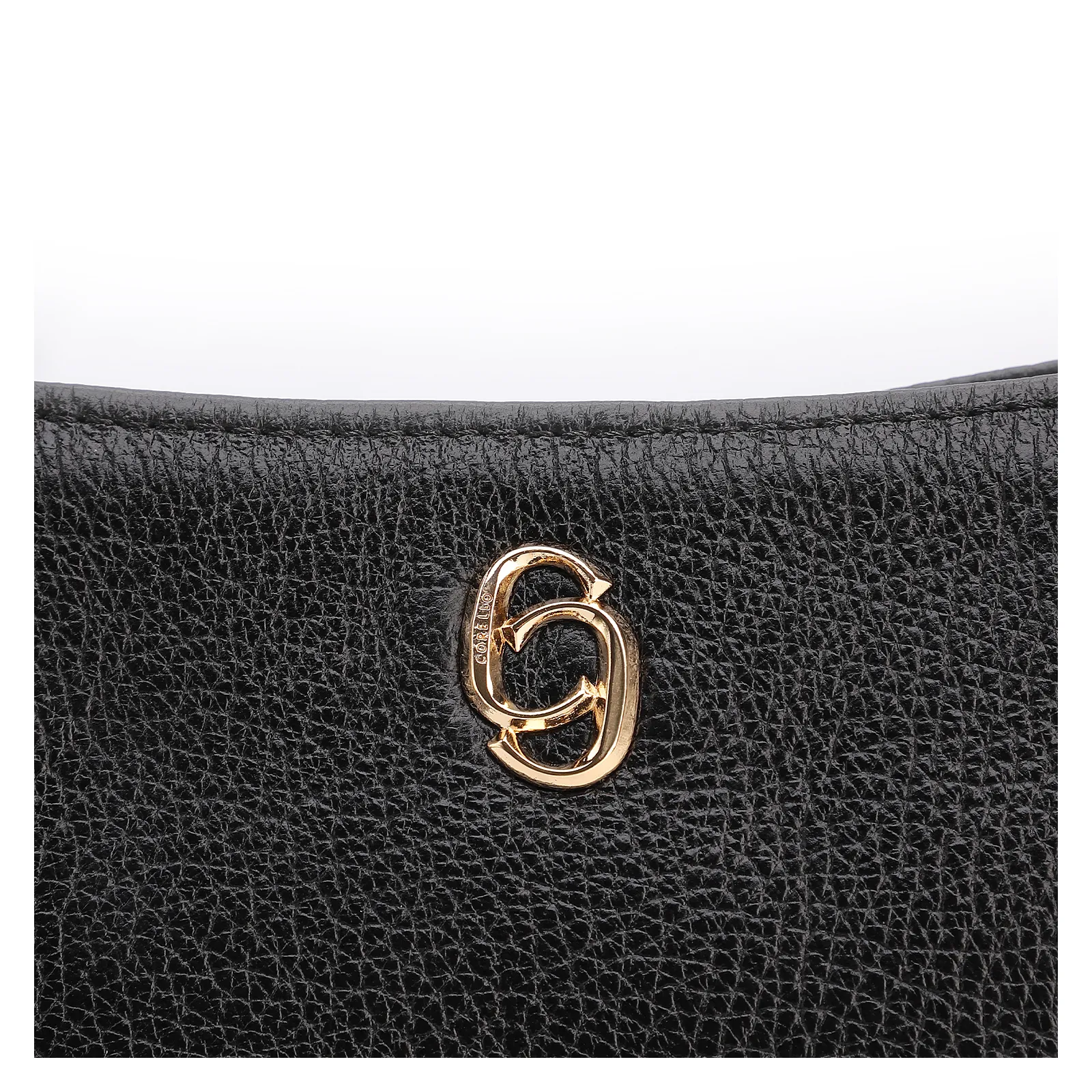 Bolsa De Ombro Pequena Couro Antique Preto Bridão Dourado Lateral