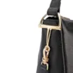 Bolsa De Ombro Pequena Couro Antique Preto Bridão Dourado Lateral - imagem 8