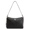 Bolsa De Ombro Pequena Couro Antique Preto Bridão Dourado Lateral - imagem 1