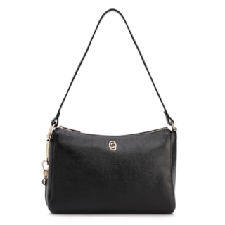 PEQUENA COURO ANTIQUE PRETO bridão dourado lateral