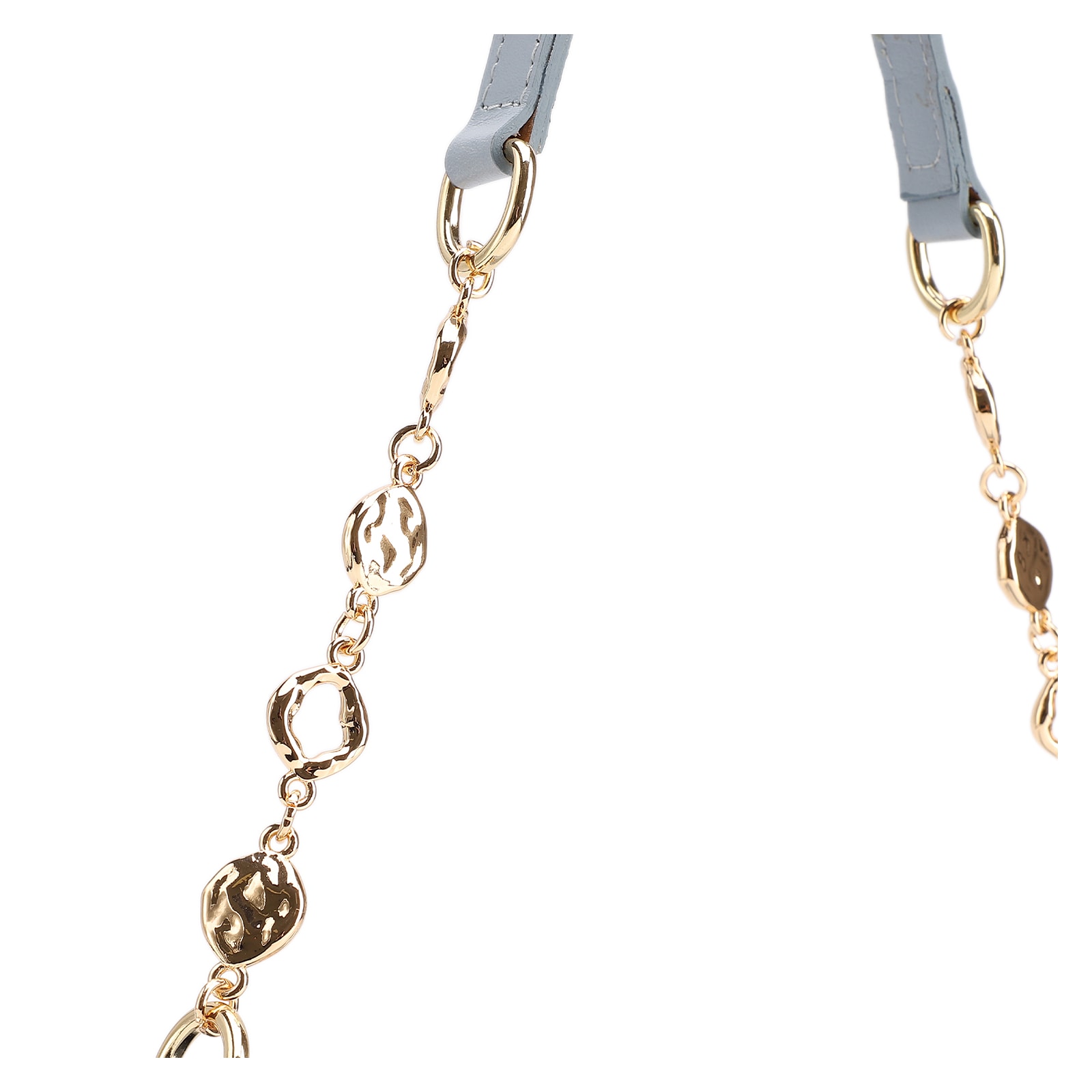 Bolsa De Ombro Pequena Couro Azul Alça Metal Dourado
