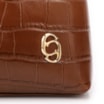 Bolsa De Ombro Pequena Couro Croco Marrom Claro Alça Fivela Lateral - imagem 6