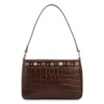 Bolsa De Ombro Pequena Couro Croco Marrom Pedras - imagem 1