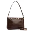 Bolsa De Ombro Pequena Couro Croco Marrom Pedras - imagem 3