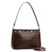 Bolsa De Ombro Pequena Couro Croco Marrom Pedras - imagem 2
