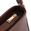 Bolsa De Ombro Pequena Couro Croco Marrom Pedras - imagem 5