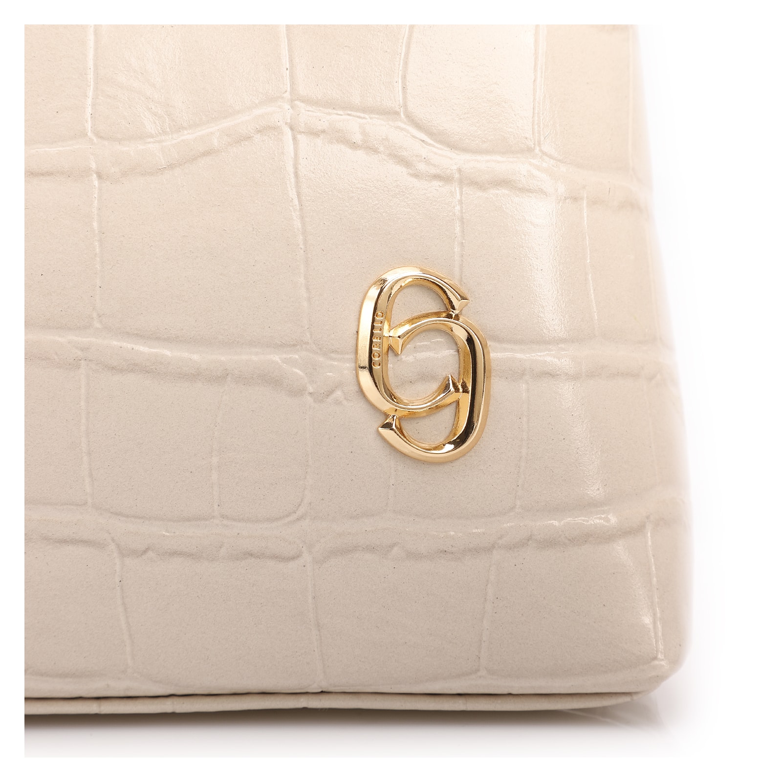 Bolsa De Ombro Pequena Couro Croco Off White Alça Fivela Lateral