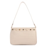 Bolsa De Ombro Pequena Couro Croco Off White Pedras