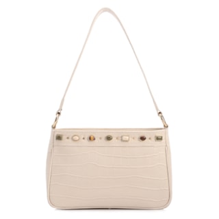 Pequena couro croco Off White Pedras