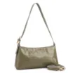 Bolsa De Ombro Pequena Couro Croco Verde Alça Fivela Lateral - imagem 3