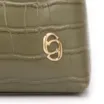 Bolsa De Ombro Pequena Couro Croco Verde Alça Fivela Lateral - imagem 7