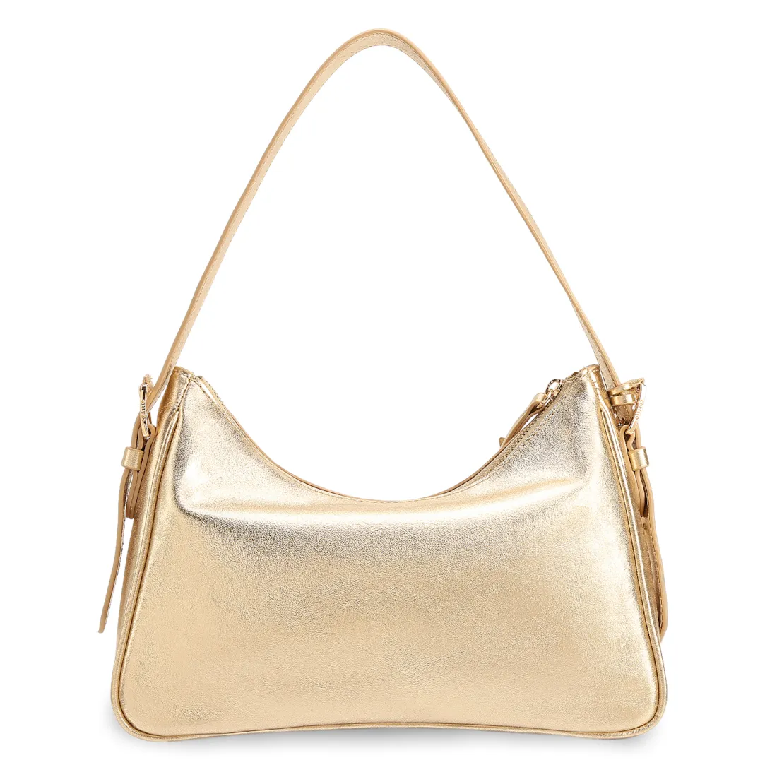  Bolsa De Ombro Pequena Couro Dourado Metalizado Pingente Flor - foto 4
