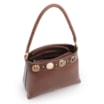Bolsa De Ombro Pequena Couro Marrom Bucket Pedras - imagem 4
