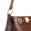 Bolsa De Ombro Pequena Couro Marrom Bucket Pedras - imagem 7