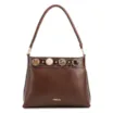 Bolsa De Ombro Pequena Couro Marrom Bucket Pedras - imagem 1