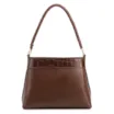 Bolsa De Ombro Pequena Couro Marrom Bucket Pedras - imagem 4