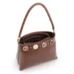 Bolsa De Ombro Pequena Couro Marrom Bucket Pedras - imagem 5