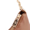 Bolsa De Ombro Pequena Couro Marrom Claro Alça Metal Dourado - imagem 5