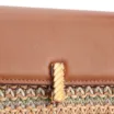 Bolsa De Ombro Pequena Couro Marrom Claro Ráfia Tramada Multicolor - imagem 7