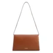 Bolsa De Ombro Pequena Couro Marrom Claro Ráfia Tramada Multicolor - imagem 3