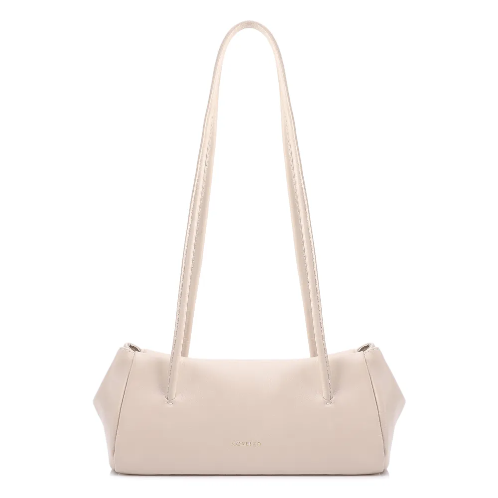 Bolsa De Ombro Pequena Couro Off White Duplo Botões