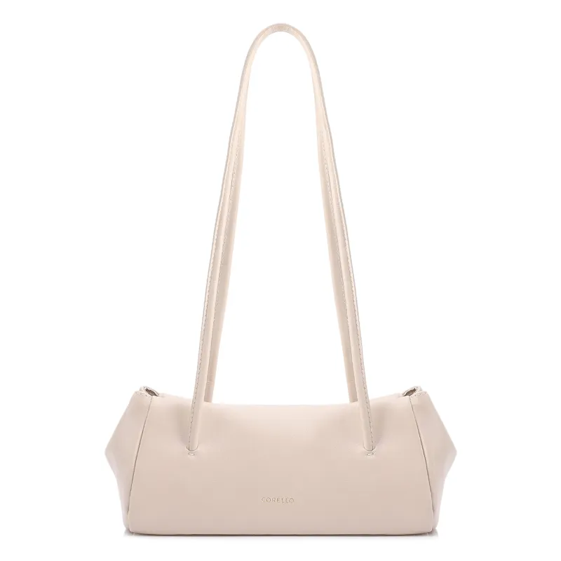 Bolsa De Ombro Pequena Couro Off White Duplo Botões