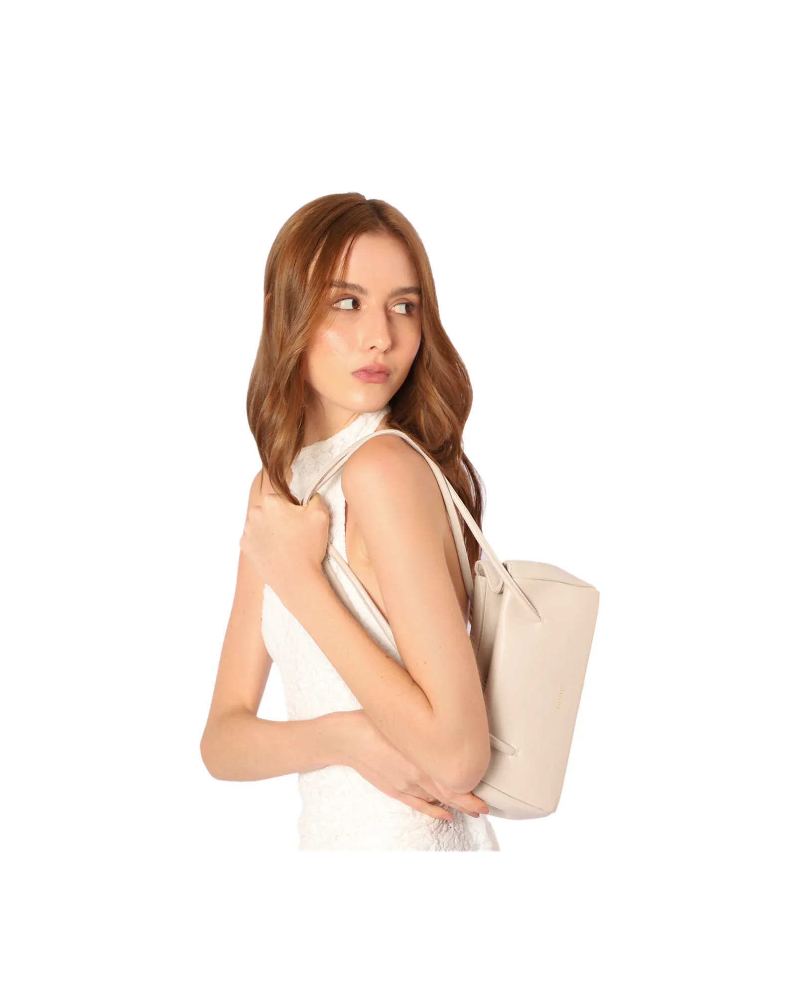Bolsa De Ombro Pequena Couro Off White Duplo Botões
